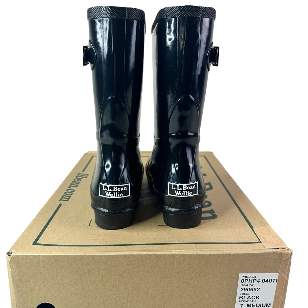 NEW Woman's 2014‎ L.L.Bean Wellie Knee Boot Black Size 7 Medium 290652 - Picture 2 of 8